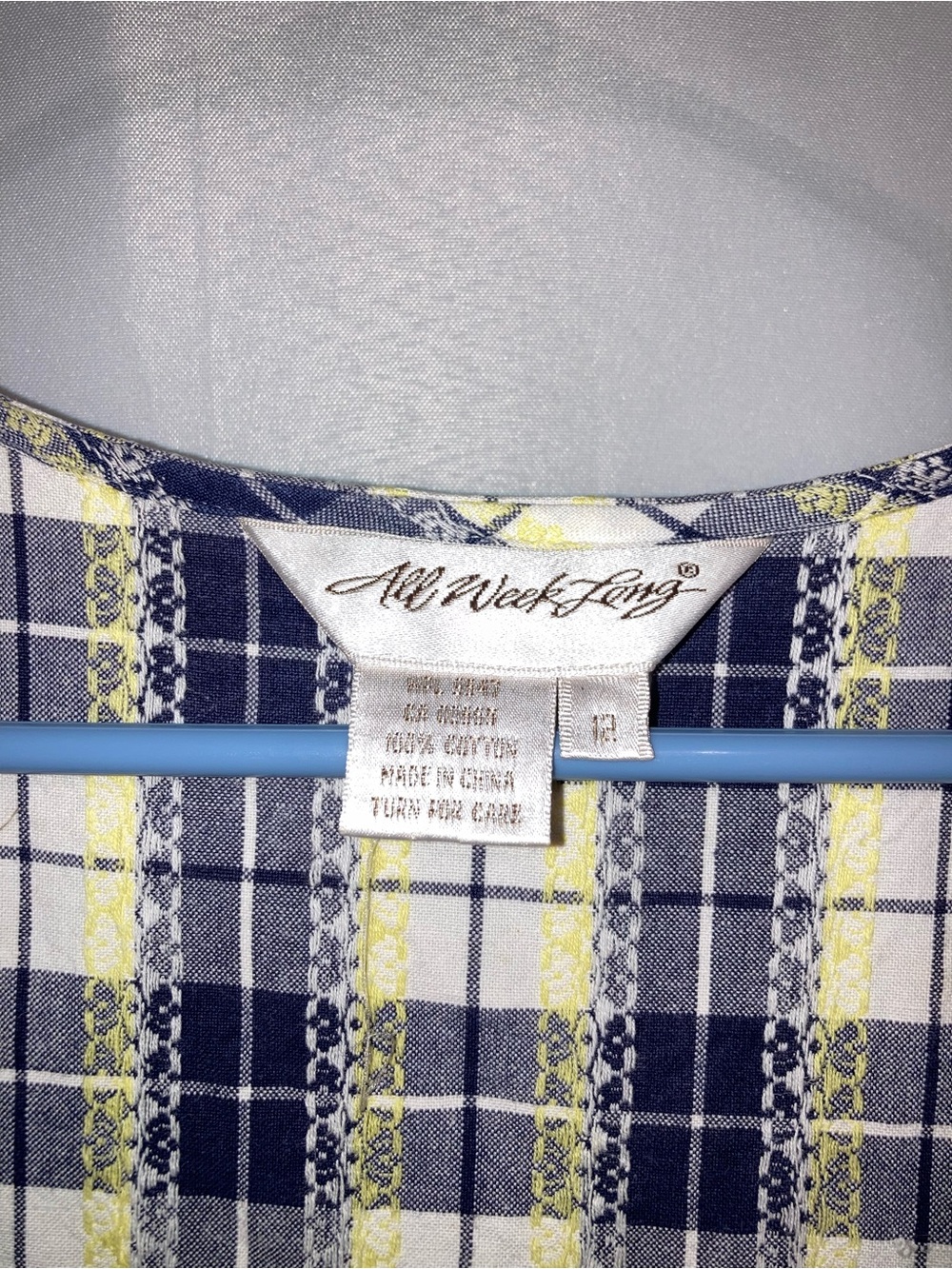 Vintage Sleeveless Plaid Midi Dress in Navy and Cream by All Week Long - Picture 3 of 4